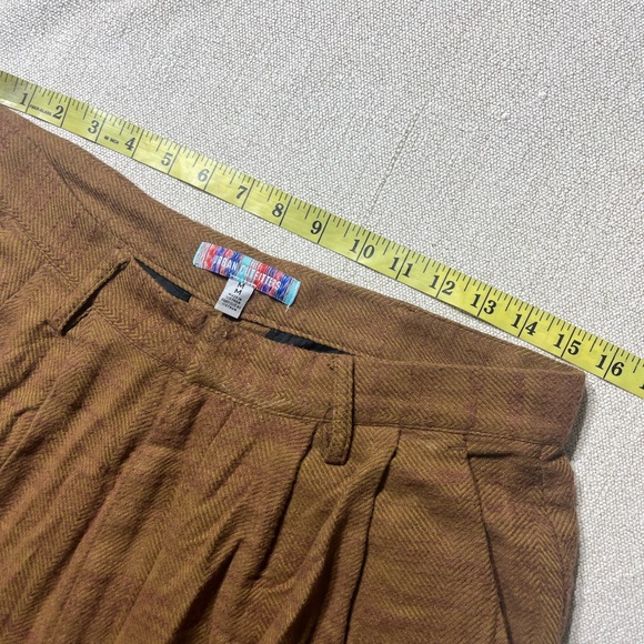 Urban Outfitters Brown Chevron Stitch High Waist Wide Leg Trousers - Picture 4 of 14